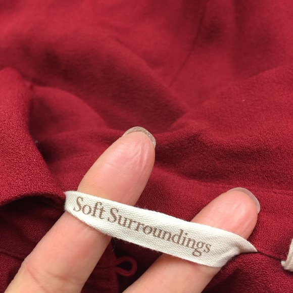 Soft Surroundings Blouse Top Size PS Womans Petite Red Button Front Long Sleeve - Picture 10 of 15